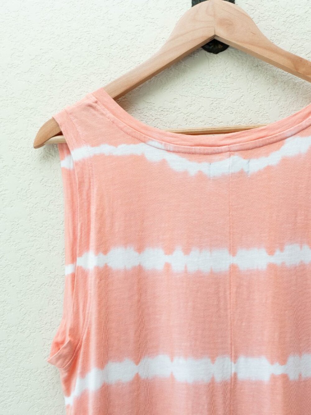 Lane Bryant Tie Dye Dress 14/16 Coral Pink White Sleeveless VNeck Pockets Cotton - Picture 11 of 14